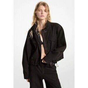 *NWT* Michael Kors Logo Tape Anorak Designer Jacket Women's Black-Medium - $295